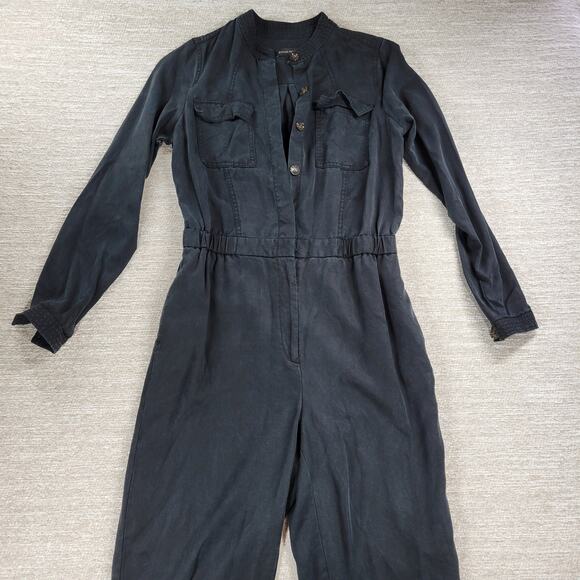 Banana Republic Utility Jogger Jumpsuit Womens 8 Tall Black Tencel Long Sleeve - Picture 3 of 16